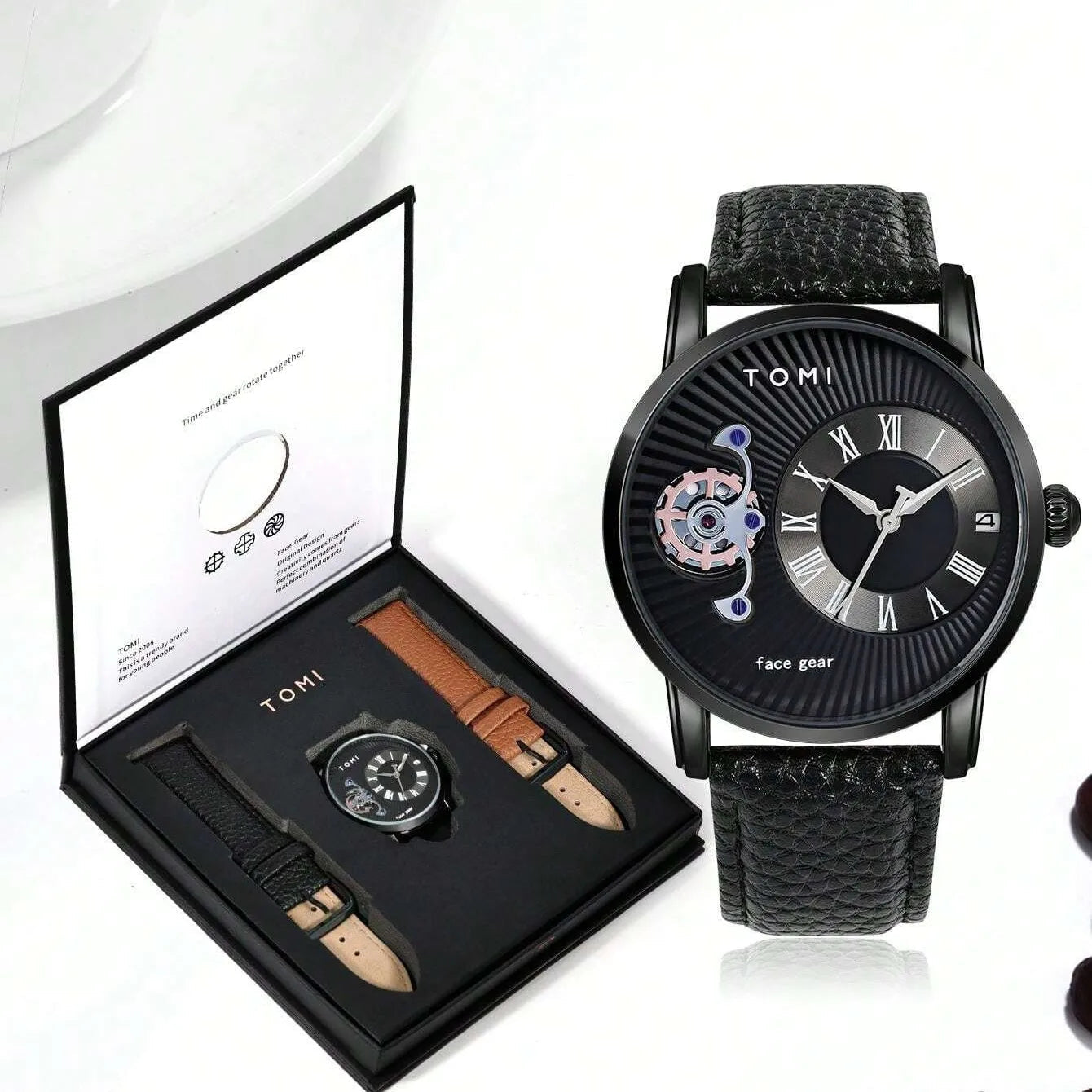 TOMI T-105 Face Gear Dual Strap Luxury Watch