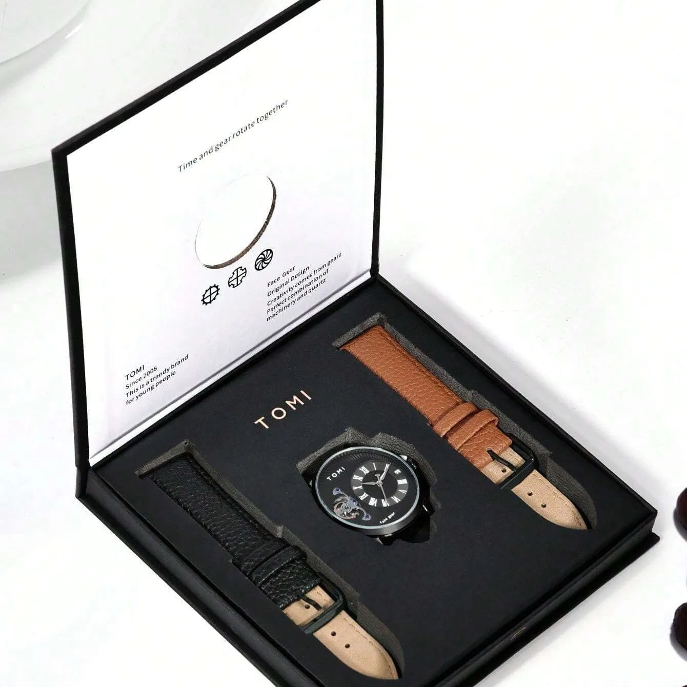TOMI T-105 Face Gear Dual Strap Luxury Watch